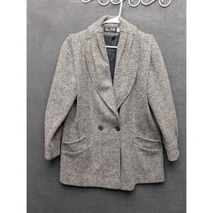 Dani Colby Double Breasted Winter Coat Pleated Collar Vintage Hipster Granny